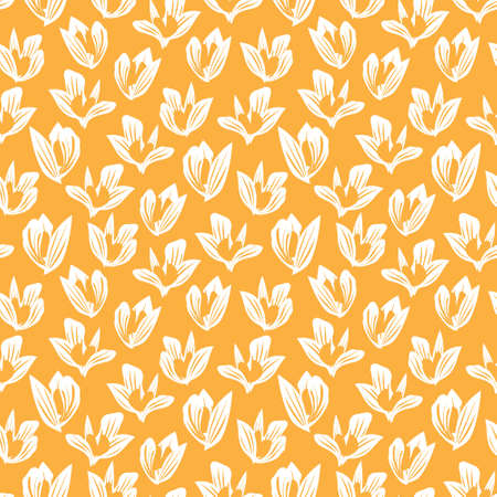 Orange Floral botanical seamless pattern background suitable for fashion prints, graphics, backgrounds and craftsのイラスト素材