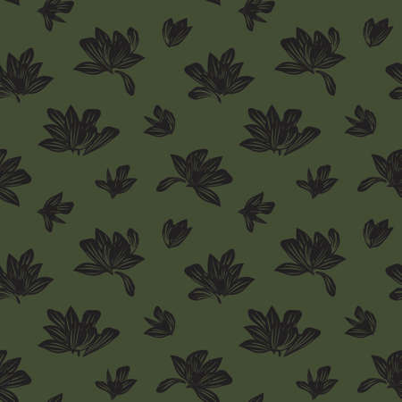 Green Floral botanical seamless pattern background suitable for fashion prints, graphics, backgrounds and craftsのイラスト素材