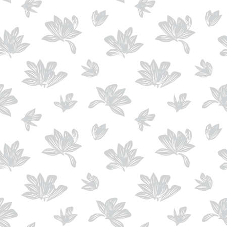 White Floral botanical seamless pattern background suitable for fashion prints, graphics, backgrounds and craftsのイラスト素材