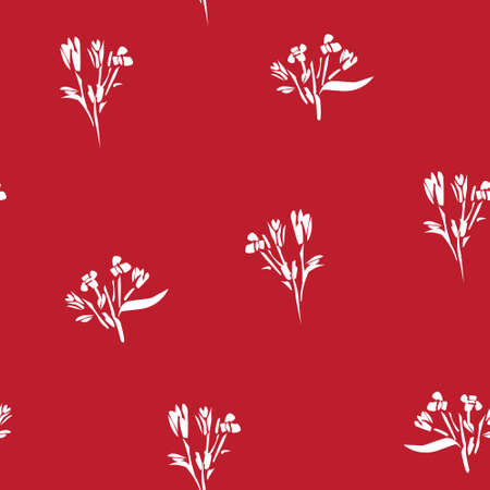 Red tropical floral botanical seamless pattern background suitable for fashion prints, graphics, backgrounds and craftsのイラスト素材