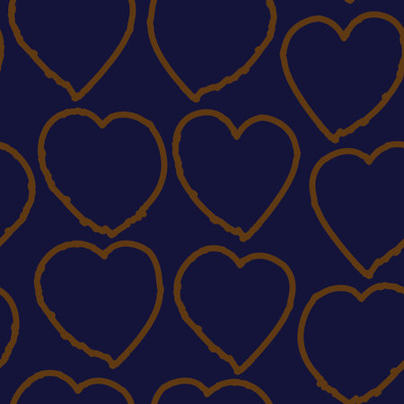 Brown Heart shaped brush stroke seamless pattern background for fashion textiles, graphics