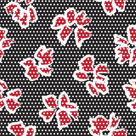 Red Floral tropical botanical seamless pattern dotted background for fashion textiles and graphicsのイラスト素材