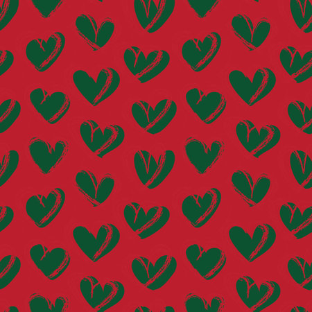 Christmas Heart shaped brush stroke seamless pattern background for fashion textiles, graphics