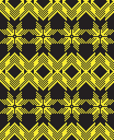 Yellow Christmas fair isle pattern background for fashion textiles, knitwear and graphicsのイラスト素材