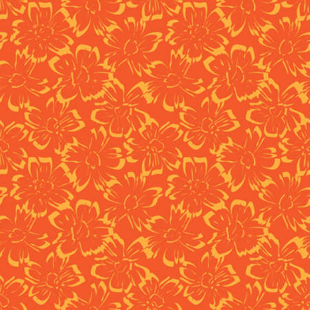 Orange Floral botanical seamless pattern background suitable for fashion prints, graphics, background and craftsのイラスト素材