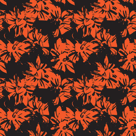 Orange Floral botanical seamless pattern background suitable for fashion prints, graphics, background and craftsのイラスト素材