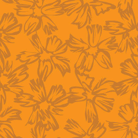 Orange Floral botanical seamless pattern background suitable for fashion prints, graphics, background and craftsのイラスト素材