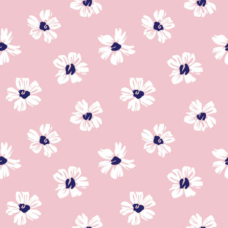 Pink Navy Floral botanical seamless pattern background suitable for fashion prints, graphics, background and craftsのイラスト素材