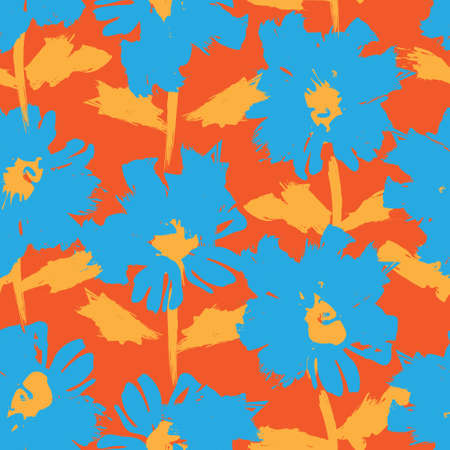 Orange Floral brush strokes seamless pattern background for fashion prints, graphics, backgrounds and craftsのイラスト素材