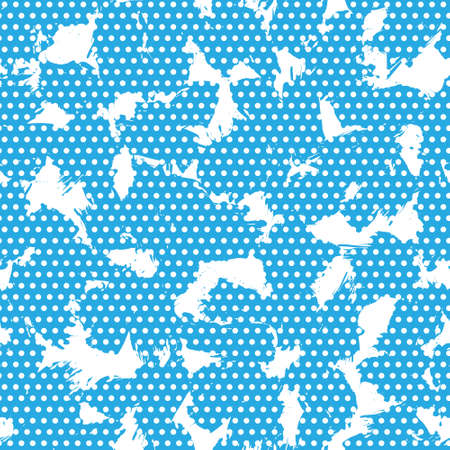 Blue Floral tropical botanical seamless pattern dotted background for fashion textiles and graphicsのイラスト素材