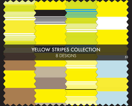 Yellow striped seamless pattern collection includes 8 designs for fashion textiles, graphicsのイラスト素材
