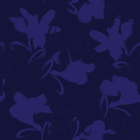 Blue Floral brush strokes seamless pattern background for fashion prints, graphics, backgrounds and craftsのイラスト素材