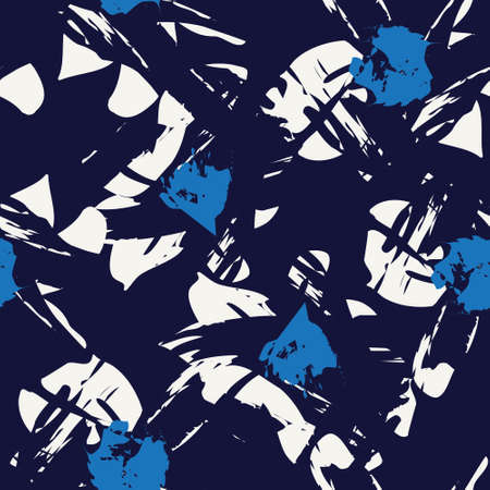 Blue Floral brush strokes seamless pattern background for fashion prints, graphics, backgrounds and craftsのイラスト素材