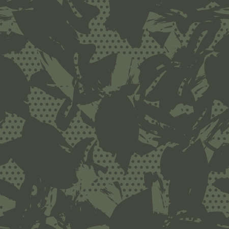 Green Floral tropical botanical seamless pattern dotted background for fashion textiles and graphicsのイラスト素材