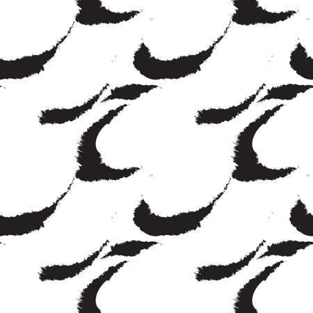 Black and White Brush stroke fur pattern design for fashion prints, homeware, graphics, backgroundsのイラスト素材