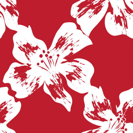 Red Floral brush strokes seamless pattern background for fashion prints, graphics, backgrounds and craftsのイラスト素材