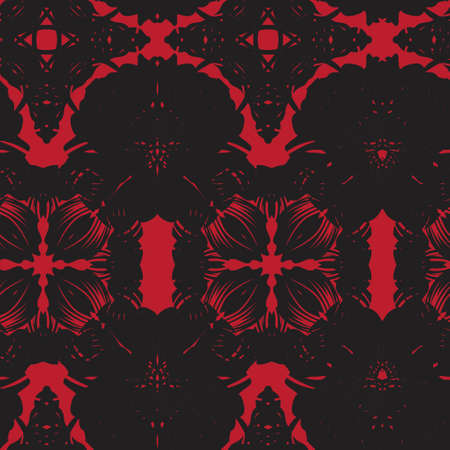 Red Symmetric Floral seamless pattern design for fashion textiles and graphicsのイラスト素材