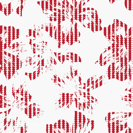 Red Floral seamless pattern with striped background for fashion textiles and graphicsのイラスト素材