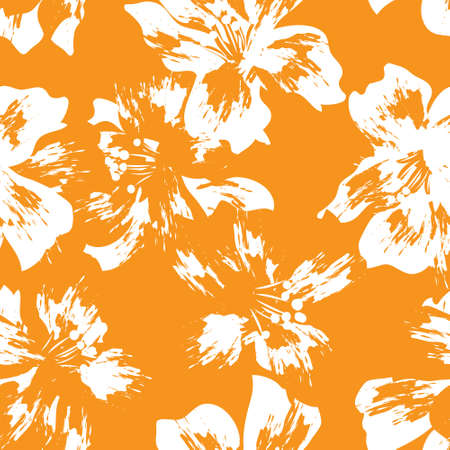 Orange Floral brush strokes seamless pattern background for fashion prints, graphics, backgrounds and craftsのイラスト素材