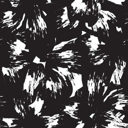 Black and White Floral brush strokes seamless pattern background for fashion prints, graphics, backgrounds and craftsのイラスト素材