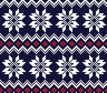 Red Christmas fair isle pattern background for fashion textiles, knitwear and graphicsのイラスト素材