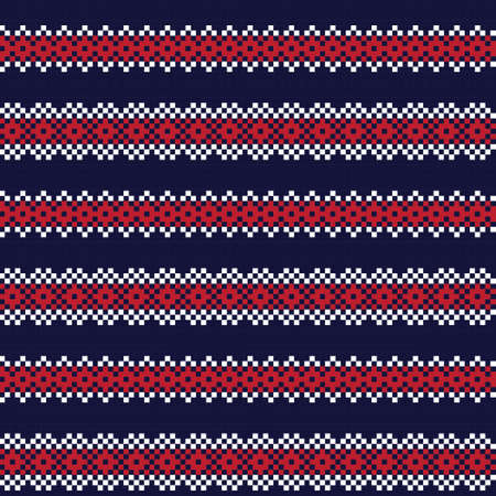 Red Christmas fair isle pattern background for fashion textiles, knitwear and graphicsのイラスト素材
