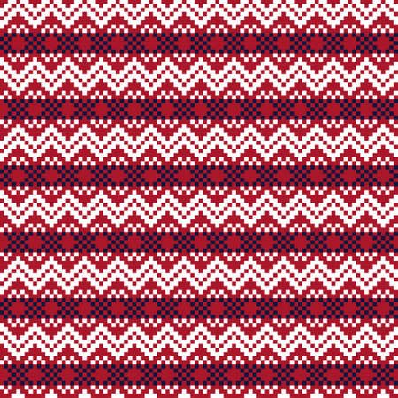 Red Christmas fair isle pattern background for fashion textiles, knitwear and graphicsのイラスト素材