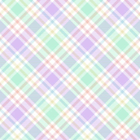 Rainbow Pastel Diagonal Plaid Tartan textured Seamless pattern design suitable for fashion textiles and graphicsのイラスト素材