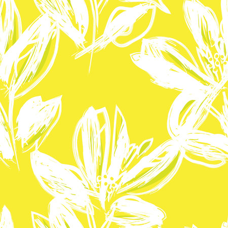 Floral brush strokes seamless pattern background for fashion prints, graphics, backgrounds and craftsのイラスト素材