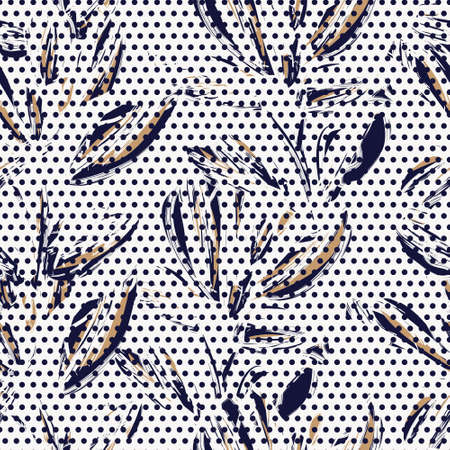 Floral seamless pattern with dotted textures for fashion textiles and graphicsのイラスト素材