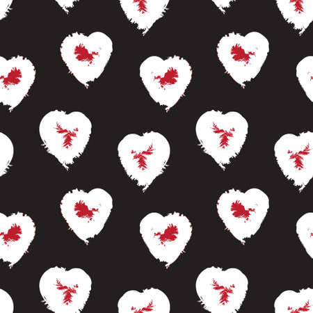 Heart shaped brush stroke seamless pattern background for fashion textiles, graphicsのイラスト素材