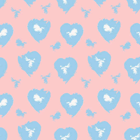 Heart shaped brush stroke seamless pattern background for fashion textiles, graphicsのイラスト素材