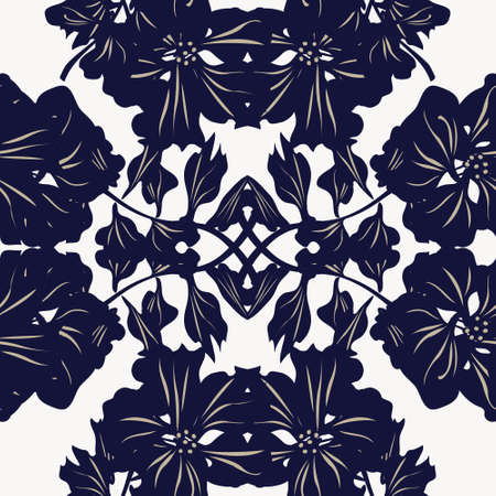 Symmetric Floral seamless pattern design for fashion textiles and graphicsのイラスト素材
