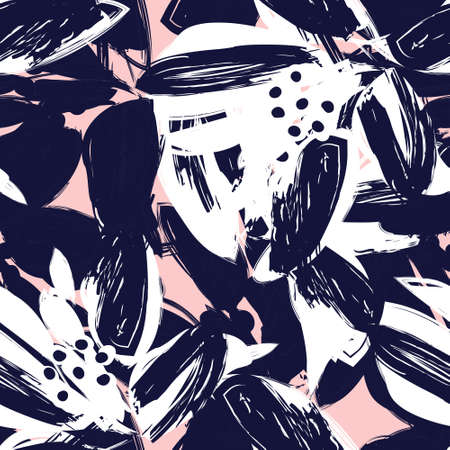 Floral brush strokes seamless pattern background for fashion prints, graphics, backgrounds and craftsのイラスト素材