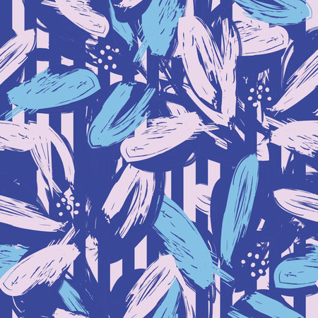 Floral seamless pattern with striped textures for fashion textiles and graphicsのイラスト素材