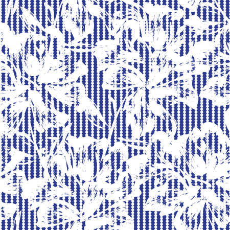 Floral seamless pattern with striped textures for fashion textiles and graphicsのイラスト素材