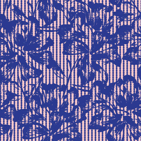 Floral seamless pattern with striped textures for fashion textiles and graphicsのイラスト素材