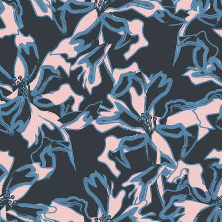 Floral brush strokes seamless pattern background for fashion prints, graphics, backgrounds and craftsのイラスト素材