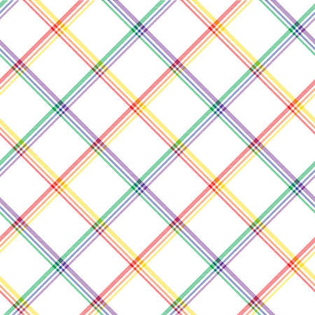 Rainbow Diagonal Plaid Tartan textured Seamless pattern design suitable for fashion textiles and graphicsのイラスト素材