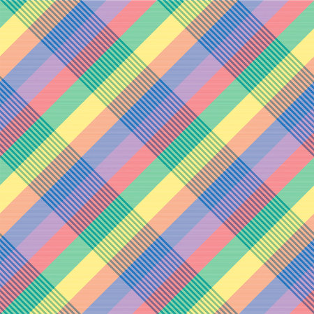 Rainbow Diagonal Plaid Tartan textured Seamless pattern design suitable for fashion textiles and graphicsのイラスト素材