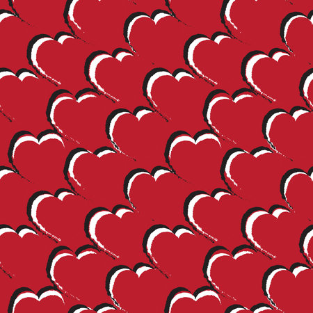 Heart shaped brush stroke seamless pattern design for fashion textiles, graphics and crafts