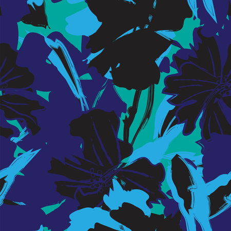 Floral brush strokes seamless pattern design for fashion textiles, graphics, backgrounds and craftsのイラスト素材