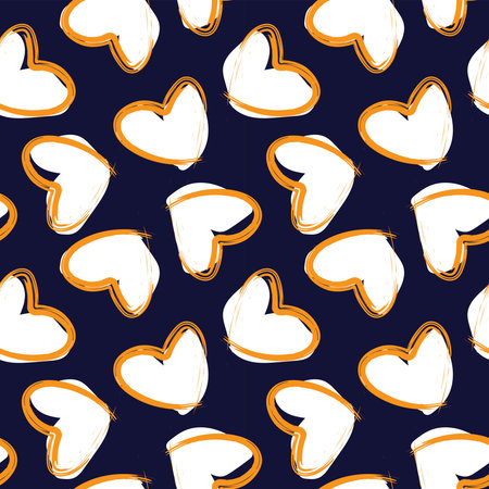 Heart shaped brush stroke seamless pattern design for fashion textiles, graphics and crafts