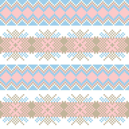 Snowflake fair isle pattern design for fashion textiles, knitwear and graphics. Elements interchangeable.のイラスト素材