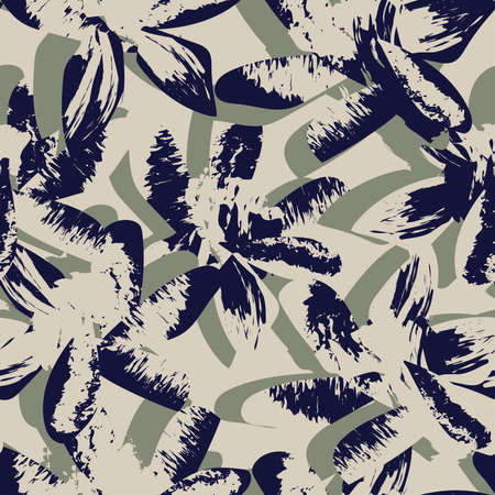 Floral brush strokes seamless pattern design for fashion textiles, graphics, backgrounds and craftsのイラスト素材