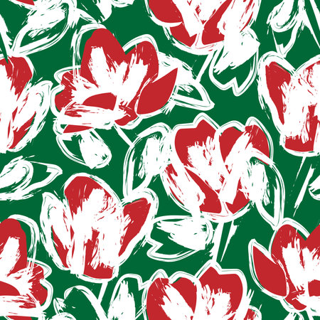 Floral brush strokes seamless pattern design for fashion textiles, graphics, backgrounds and craftsのイラスト素材