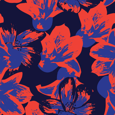 Floral brush strokes seamless pattern design for fashion textiles, graphics, backgrounds and crafts
