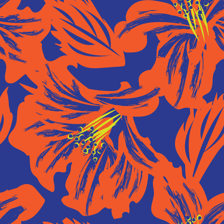 Floral brush strokes seamless pattern design for fashion textiles, graphics, backgrounds and crafts