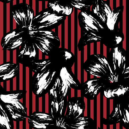 Floral striped seamless pattern design for fashion textiles and graphicsのイラスト素材