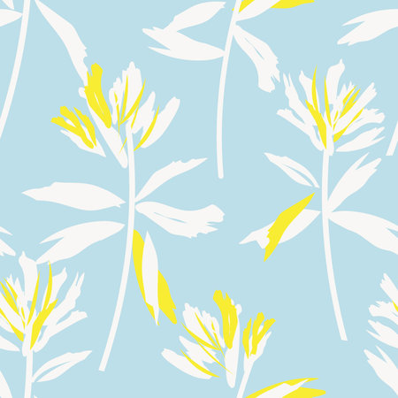 Floral brush strokes seamless pattern design for fashion textiles, graphics, backgrounds and crafts